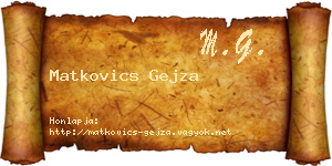 Matkovics Gejza névjegykártya